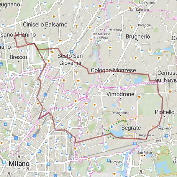 Map miniature of "Cinisello Balsamo - Bresso Gravel Ride" cycling inspiration in Lombardia, Italy. Generated by Tarmacs.app cycling route planner