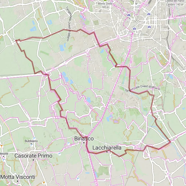 Miniaturní mapa "Gravelová jízda kolem Cisliano" inspirace pro cyklisty v oblasti Lombardia, Italy. Vytvořeno pomocí plánovače tras Tarmacs.app