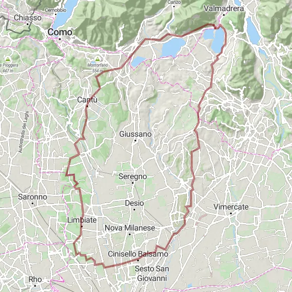 Miniatuurkaart van de fietsinspiratie "Ontdek de gravelroutes van Lombardije" in Lombardia, Italy. Gemaakt door de Tarmacs.app fietsrouteplanner