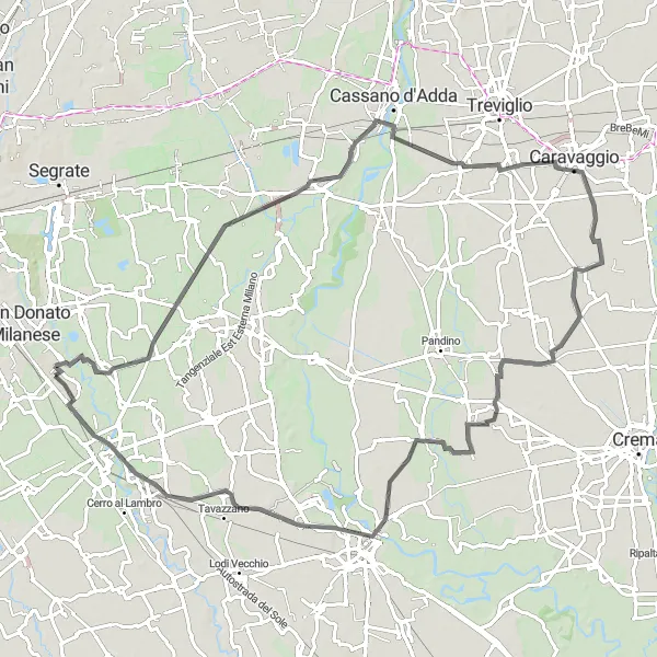 Miniatuurkaart van de fietsinspiratie "Rivierdorpen Fietstocht" in Lombardia, Italy. Gemaakt door de Tarmacs.app fietsrouteplanner