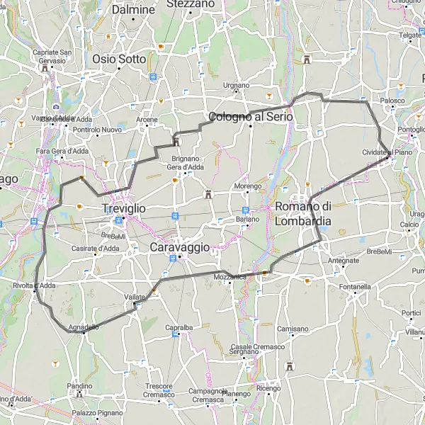 Miniatuurkaart van de fietsinspiratie "Historische route rond Cividate al Piano" in Lombardia, Italy. Gemaakt door de Tarmacs.app fietsrouteplanner