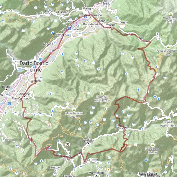 Miniaturní mapa "Extrémní gravelová výzva v Lombardii" inspirace pro cyklisty v oblasti Lombardia, Italy. Vytvořeno pomocí plánovače tras Tarmacs.app