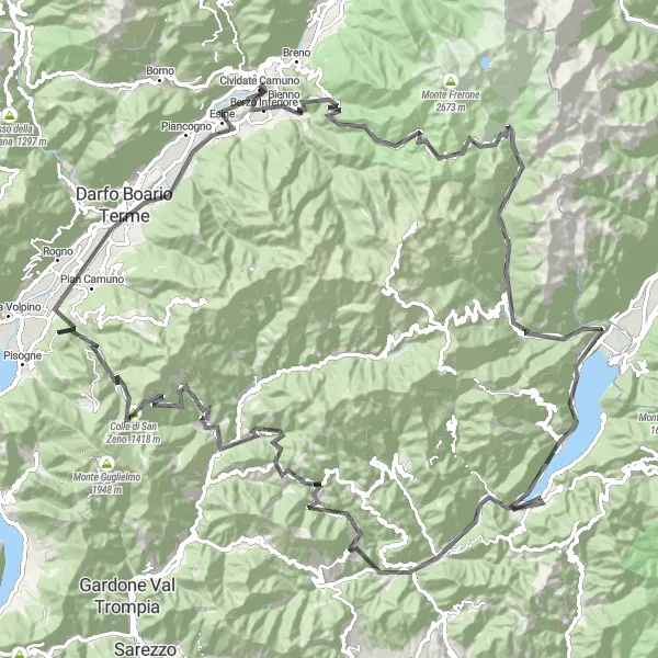 Kartminiatyr av "Episk landevei-eventyr i Lombardia" sykkelinspirasjon i Lombardia, Italy. Generert av Tarmacs.app sykkelrutoplanlegger