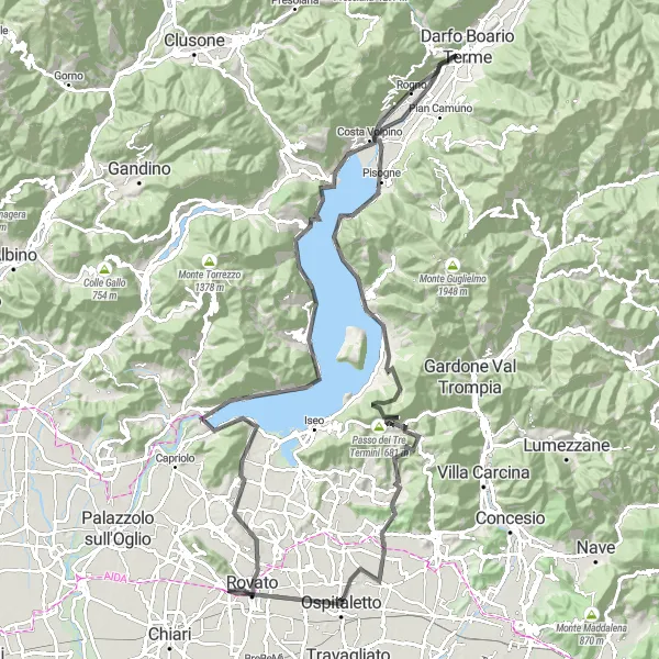 Miniaturní mapa "Cyklotrasa Coccaglio - Ospitaletto" inspirace pro cyklisty v oblasti Lombardia, Italy. Vytvořeno pomocí plánovače tras Tarmacs.app