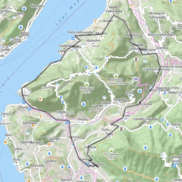 Zemljevid v pomanjšavi "Kratek kolesarski izlet v okolici Cocquia" kolesarske inspiracije v Lombardia, Italy. Generirano z načrtovalcem kolesarskih poti Tarmacs.app