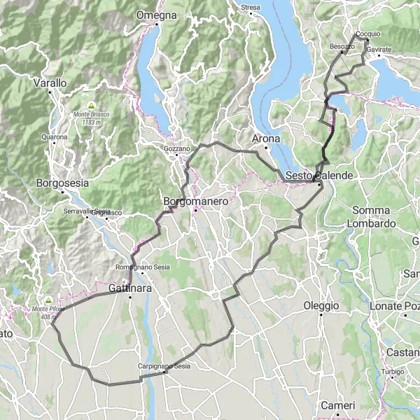 Miniatua del mapa de inspiración ciclista "Ascenso al Monte della Rocca" en Lombardia, Italy. Generado por Tarmacs.app planificador de rutas ciclistas