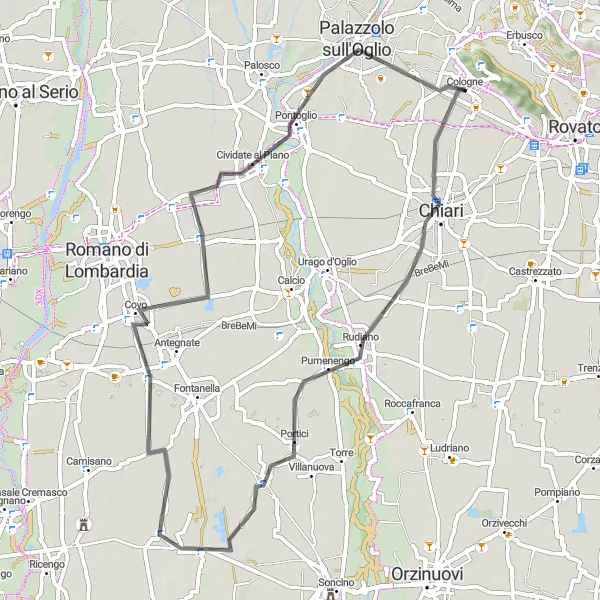 Map miniature of "Countryside Delights" cycling inspiration in Lombardia, Italy. Generated by Tarmacs.app cycling route planner