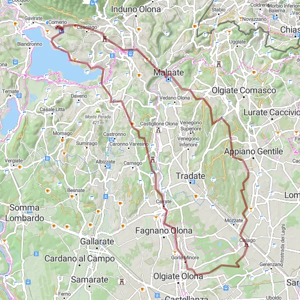 Kartminiatyr av "Grusvägar i Lombardiet" cykelinspiration i Lombardia, Italy. Genererad av Tarmacs.app cykelruttplanerare