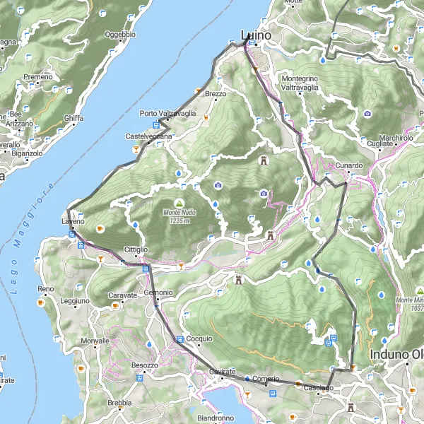 Kartminiatyr av "Gavirate till Casciago" cykelinspiration i Lombardia, Italy. Genererad av Tarmacs.app cykelruttplanerare