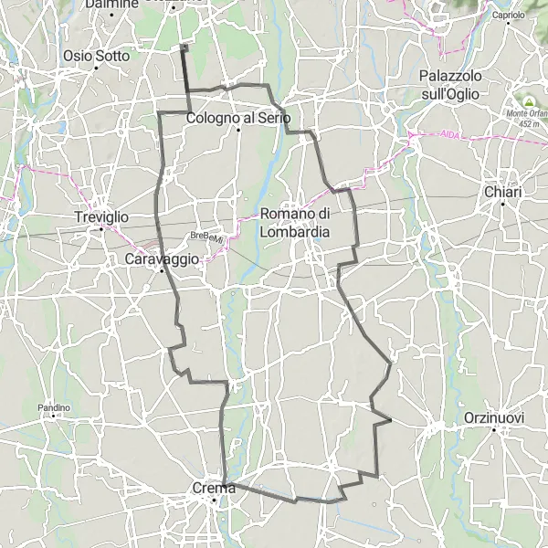 Miniatura mapy "Trasa Szosowa do Crema" - trasy rowerowej w Lombardia, Italy. Wygenerowane przez planer tras rowerowych Tarmacs.app