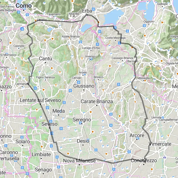 Map miniature of "Road Cycling Adventure in Lombardia" cycling inspiration in Lombardia, Italy. Generated by Tarmacs.app cycling route planner