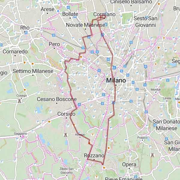 Miniatura della mappa di ispirazione al ciclismo "Cormano - Brusuglio" nella regione di Lombardia, Italy. Generata da Tarmacs.app, pianificatore di rotte ciclistiche