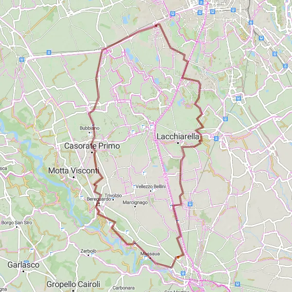 Miniature de la carte de l'inspiration cycliste "Route de Gravel autour de Corsico" dans la Lombardia, Italy. Générée par le planificateur d'itinéraire cycliste Tarmacs.app