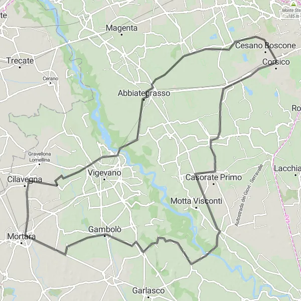 Kartminiatyr av "Lang landeveistur gjennom Lombardia" sykkelinspirasjon i Lombardia, Italy. Generert av Tarmacs.app sykkelrutoplanlegger