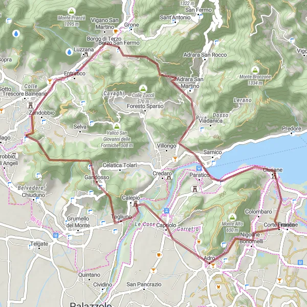 Miniatuurkaart van de fietsinspiratie "Gravelavontuur door Noord-Italië" in Lombardia, Italy. Gemaakt door de Tarmacs.app fietsrouteplanner