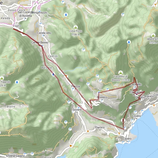 Miniature de la carte de l'inspiration cycliste "Aventure Gravel autour de Costa Volpino" dans la Lombardia, Italy. Générée par le planificateur d'itinéraire cycliste Tarmacs.app