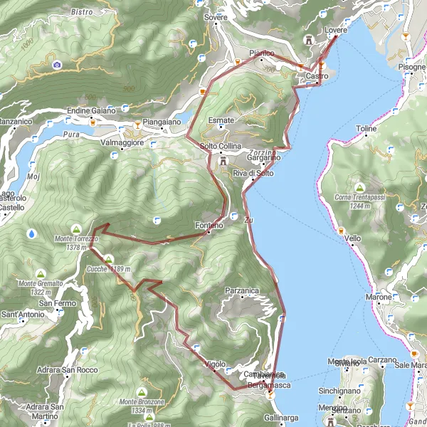Miniature de la carte de l'inspiration cycliste "La Boucle des Panoramas Lombards" dans la Lombardia, Italy. Générée par le planificateur d'itinéraire cycliste Tarmacs.app
