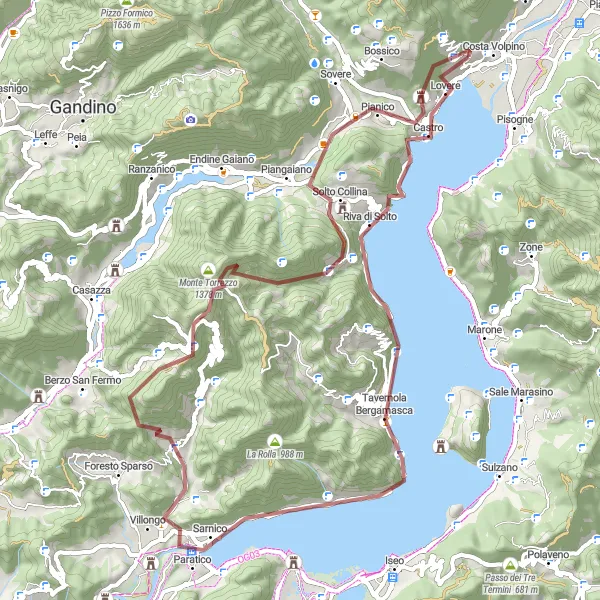 Miniature de la carte de l'inspiration cycliste "Le Circuit des Charmes de Lombardie" dans la Lombardia, Italy. Générée par le planificateur d'itinéraire cycliste Tarmacs.app