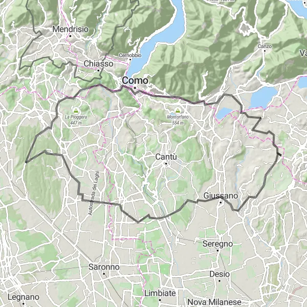 Map miniature of "Hidden Gems of Lombardia" cycling inspiration in Lombardia, Italy. Generated by Tarmacs.app cycling route planner