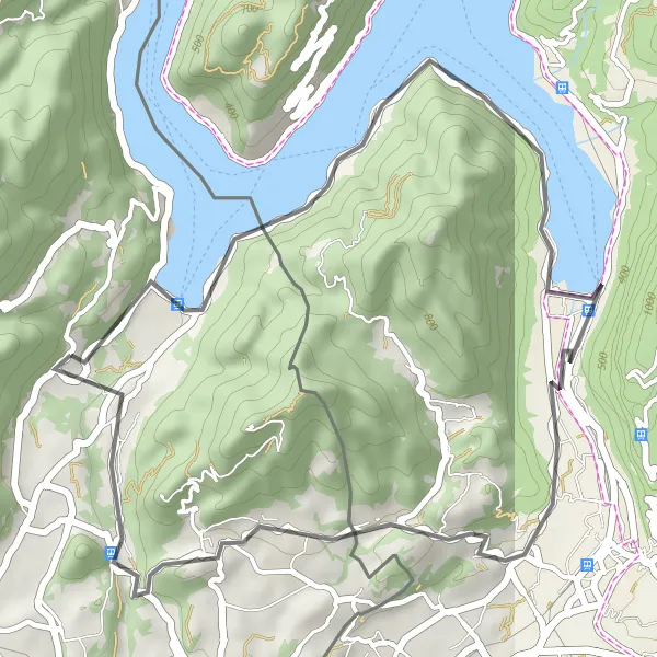 Mapa miniatúra "Trasa okolo Cuasso al Piano" cyklistická inšpirácia v Lombardia, Italy. Vygenerované cyklistickým plánovačom trás Tarmacs.app