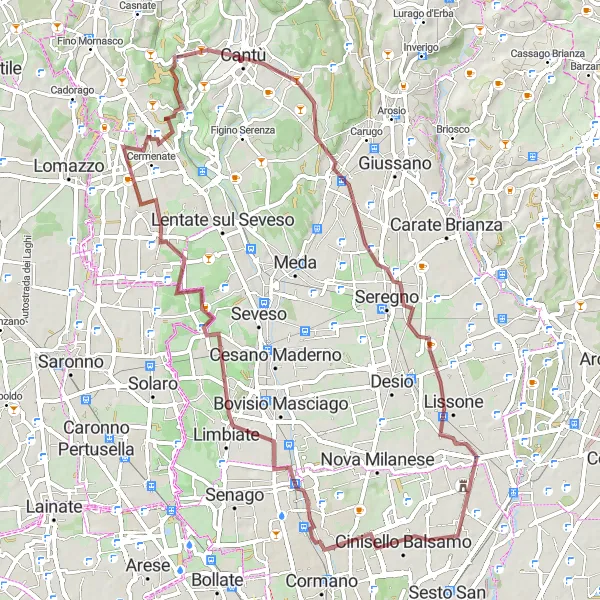 Miniaturní mapa "Gravelový výlet skrz Lombardii" inspirace pro cyklisty v oblasti Lombardia, Italy. Vytvořeno pomocí plánovače tras Tarmacs.app