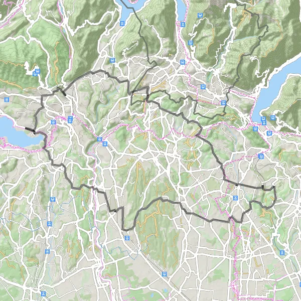 Miniatura della mappa di ispirazione al ciclismo "Circuito dei Colli e dei Laghi in Bici" nella regione di Lombardia, Italy. Generata da Tarmacs.app, pianificatore di rotte ciclistiche