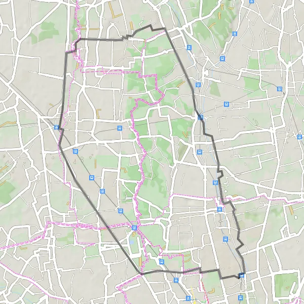 Miniatura della mappa di ispirazione al ciclismo "Giro in bicicletta da Cascina del Sole a Cusano" nella regione di Lombardia, Italy. Generata da Tarmacs.app, pianificatore di rotte ciclistiche