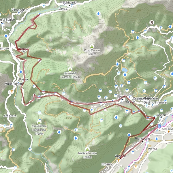 Miniaturní mapa "Gravel Bike Route through Lombardia" inspirace pro cyklisty v oblasti Lombardia, Italy. Vytvořeno pomocí plánovače tras Tarmacs.app
