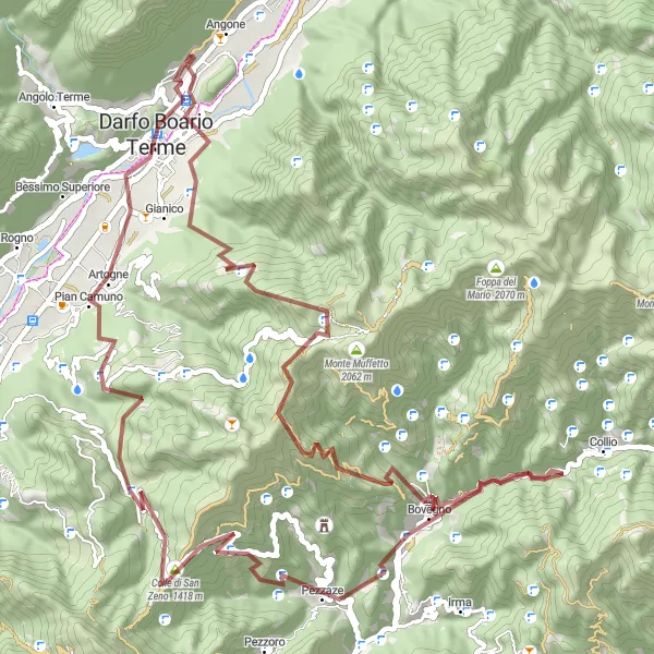 Miniatua del mapa de inspiración ciclista "Ruta de ciclismo de grava a Monte Campione" en Lombardia, Italy. Generado por Tarmacs.app planificador de rutas ciclistas