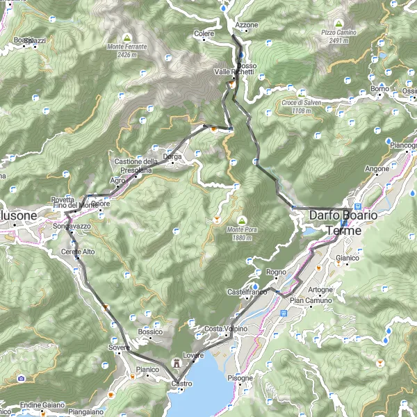 Karten-Miniaturansicht der Radinspiration "Tour des Lago d'Iseo und Bergamo" in Lombardia, Italy. Erstellt vom Tarmacs.app-Routenplaner für Radtouren