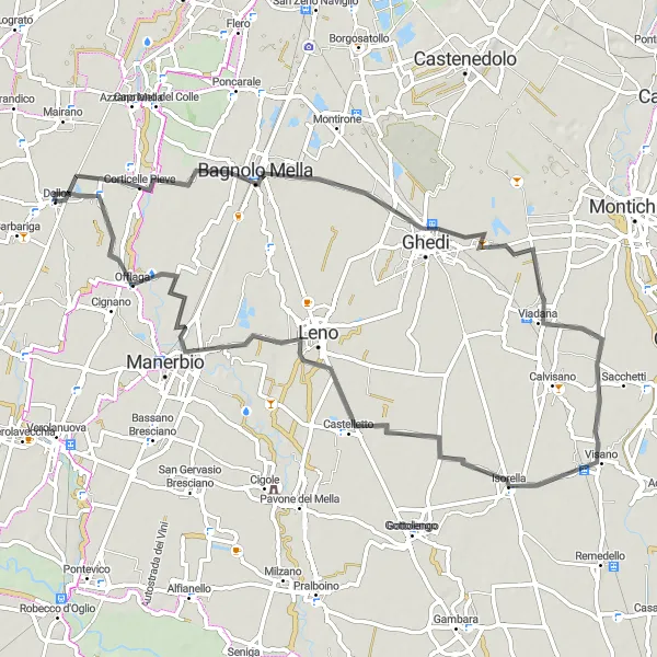 Zemljevid v pomanjšavi "Razburljiva kolesarska pot skozi Lombardijo" kolesarske inspiracije v Lombardia, Italy. Generirano z načrtovalcem kolesarskih poti Tarmacs.app