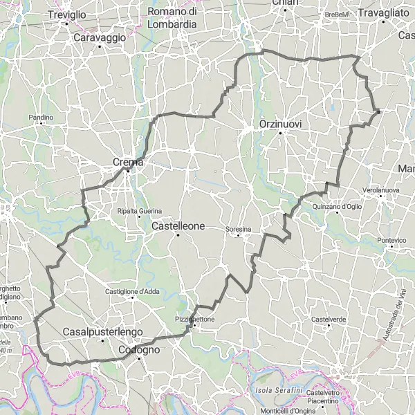 Kartminiatyr av "Lombardia Kulturelle Rundtur" sykkelinspirasjon i Lombardia, Italy. Generert av Tarmacs.app sykkelrutoplanlegger