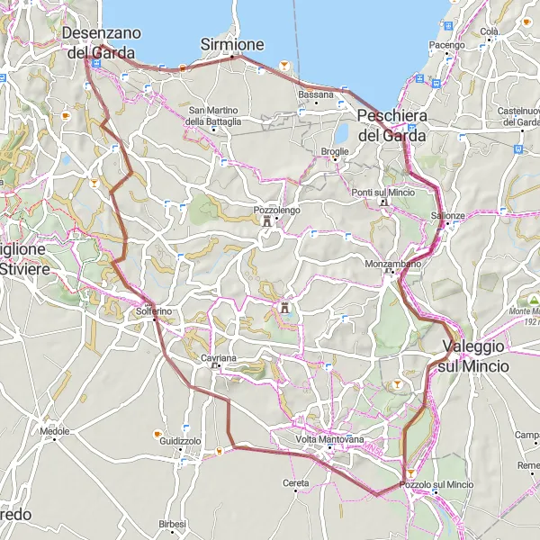 Karten-Miniaturansicht der Radinspiration "Gravel-Tour um Desenzano del Garda" in Lombardia, Italy. Erstellt vom Tarmacs.app-Routenplaner für Radtouren