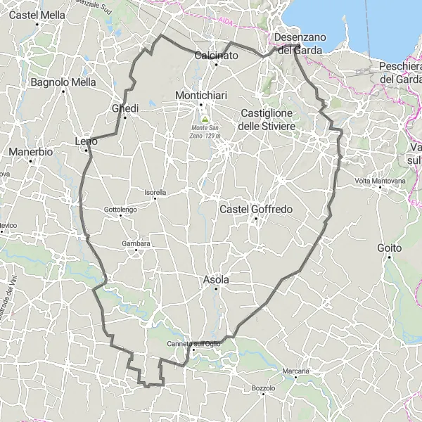 Mapa miniatúra "Veľká výzva cez Monte Di Sotto a Lonato del Garda" cyklistická inšpirácia v Lombardia, Italy. Vygenerované cyklistickým plánovačom trás Tarmacs.app