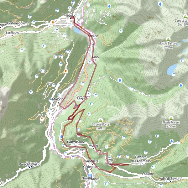 Miniatuurkaart van de fietsinspiratie "Graveltocht door de Italiaanse Alpen" in Lombardia, Italy. Gemaakt door de Tarmacs.app fietsrouteplanner