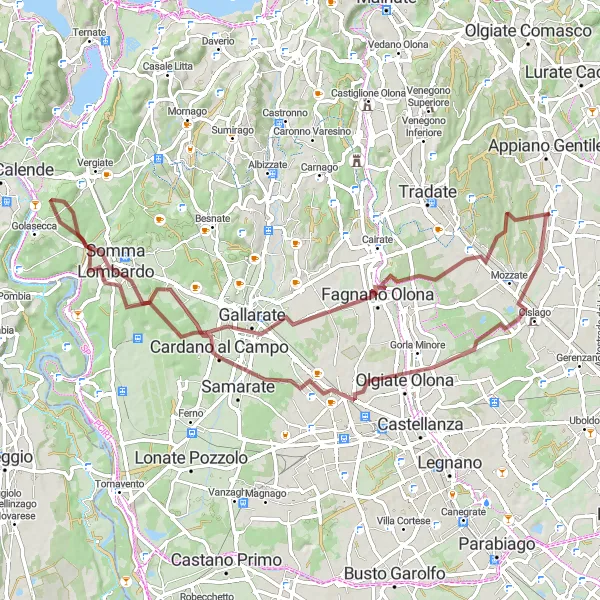 Map miniature of "Gravel Adventure" cycling inspiration in Lombardia, Italy. Generated by Tarmacs.app cycling route planner