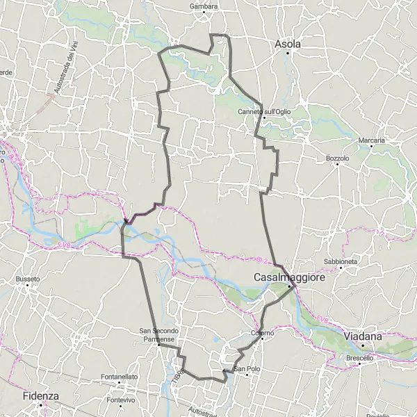 Miniatura mapy "Trasa rowerowa przez Piadenę i Ostiano" - trasy rowerowej w Lombardia, Italy. Wygenerowane przez planer tras rowerowych Tarmacs.app
