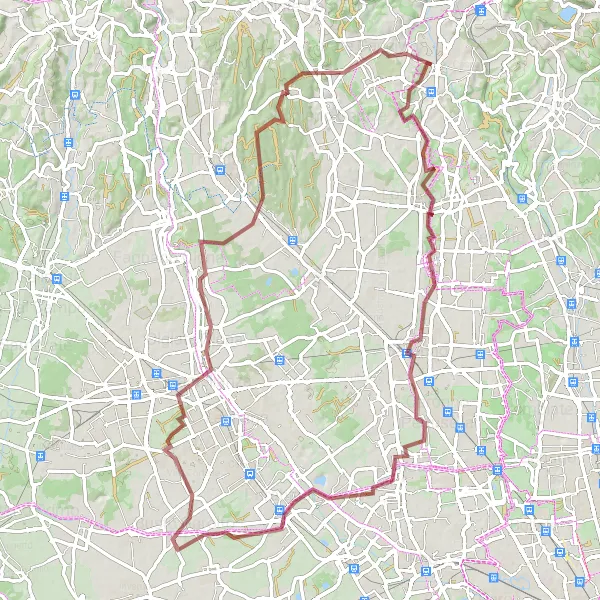 Miniatura della mappa di ispirazione al ciclismo "Esplorazione in Gravel tra Cadorago e Oltrona di San Mamette" nella regione di Lombardia, Italy. Generata da Tarmacs.app, pianificatore di rotte ciclistiche