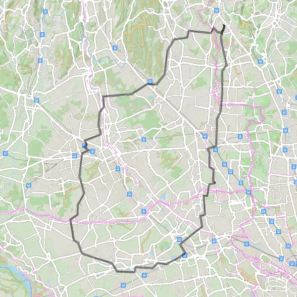 Miniatura della mappa di ispirazione al ciclismo "Giro panoramico attraverso Caronno Pertusella e Gorla Minore" nella regione di Lombardia, Italy. Generata da Tarmacs.app, pianificatore di rotte ciclistiche