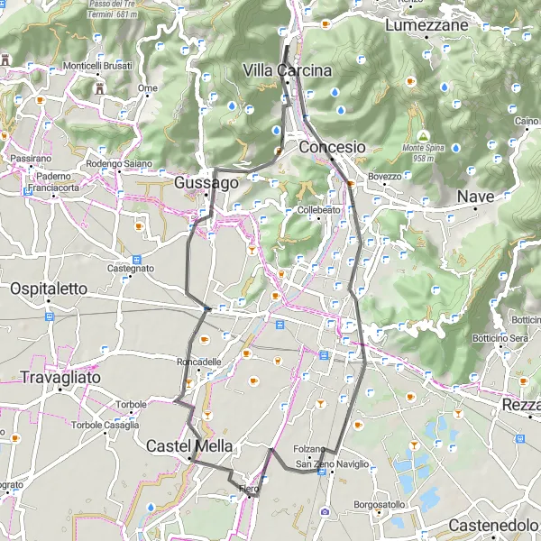 Mapa miniatúra "Krátká cesta plná památek" cyklistická inšpirácia v Lombardia, Italy. Vygenerované cyklistickým plánovačom trás Tarmacs.app