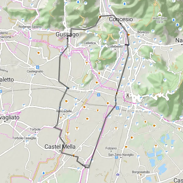 Miniature de la carte de l'inspiration cycliste "Découverte des collines italiennes à vélo" dans la Lombardia, Italy. Générée par le planificateur d'itinéraire cycliste Tarmacs.app