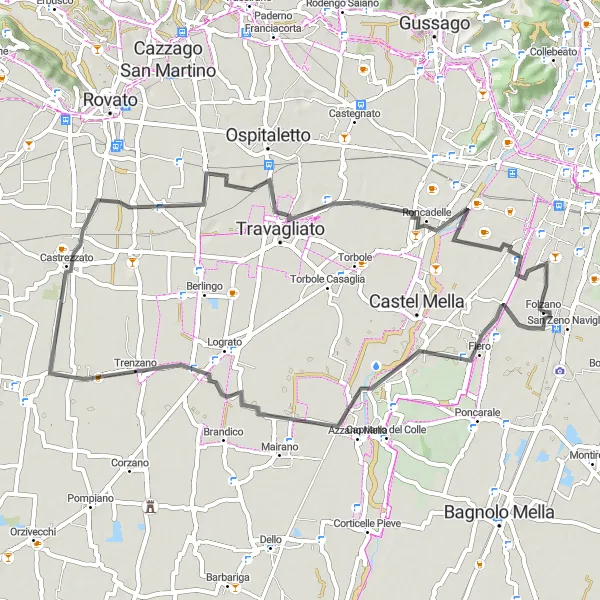 Kartminiatyr av "Kort och Vacker Landsvägscykling nära Folzano" cykelinspiration i Lombardia, Italy. Genererad av Tarmacs.app cykelruttplanerare