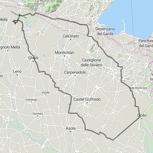 Miniaturní mapa "Kolem hor a vesnic" inspirace pro cyklisty v oblasti Lombardia, Italy. Vytvořeno pomocí plánovače tras Tarmacs.app