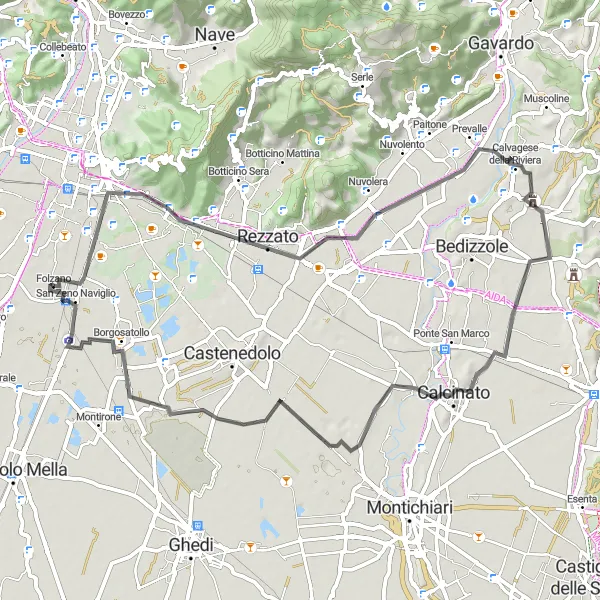 Map miniature of "Picturesque Route: Calvagese della Riviera Loop" cycling inspiration in Lombardia, Italy. Generated by Tarmacs.app cycling route planner