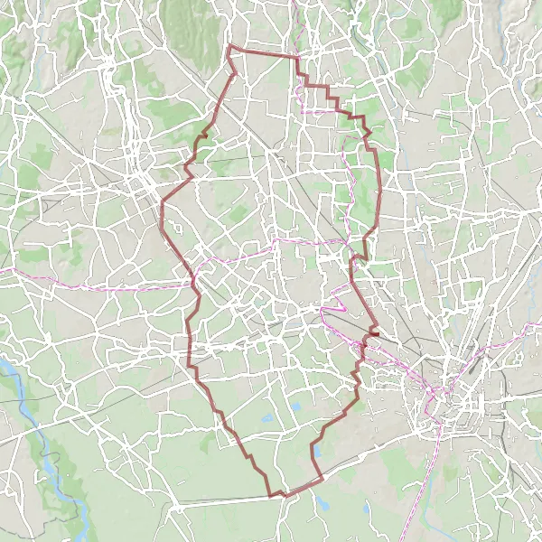 Miniatua del mapa de inspiración ciclista "Gran Tour de 100km a Gaggiano" en Lombardia, Italy. Generado por Tarmacs.app planificador de rutas ciclistas