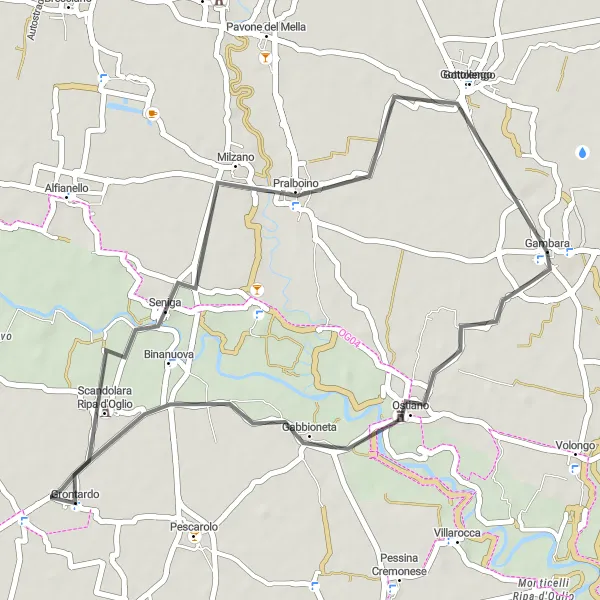 Miniatua del mapa de inspiración ciclista "Ruta de ciclismo de carretera por Gambara y alrededores" en Lombardia, Italy. Generado por Tarmacs.app planificador de rutas ciclistas