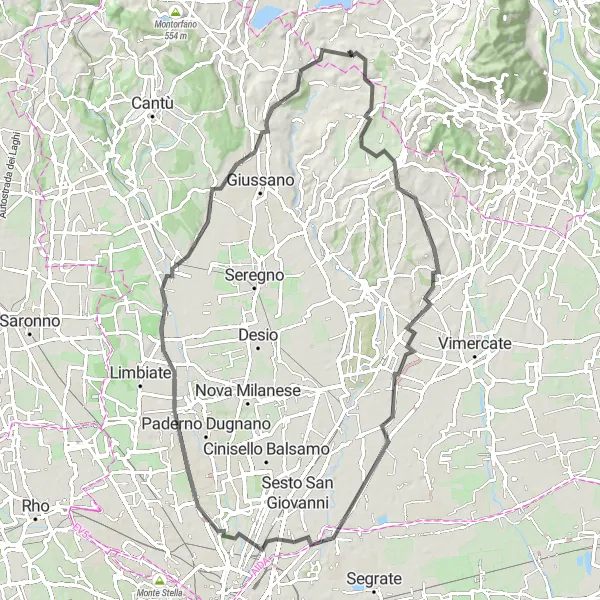 Kartminiatyr av "Lättrampad landsvägscykel runt Lombardia" cykelinspiration i Lombardia, Italy. Genererad av Tarmacs.app cykelruttplanerare