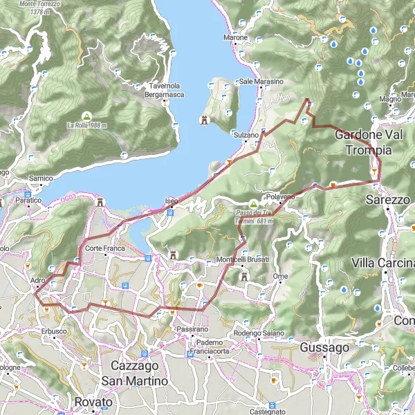 Miniatura della mappa di ispirazione al ciclismo "Gravel tra Polaveno e Croce di Pezzolo" nella regione di Lombardia, Italy. Generata da Tarmacs.app, pianificatore di rotte ciclistiche