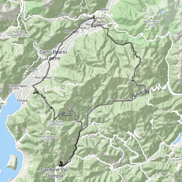 Miniatura della mappa di ispirazione al ciclismo "Giro del Monte Crestole" nella regione di Lombardia, Italy. Generata da Tarmacs.app, pianificatore di rotte ciclistiche