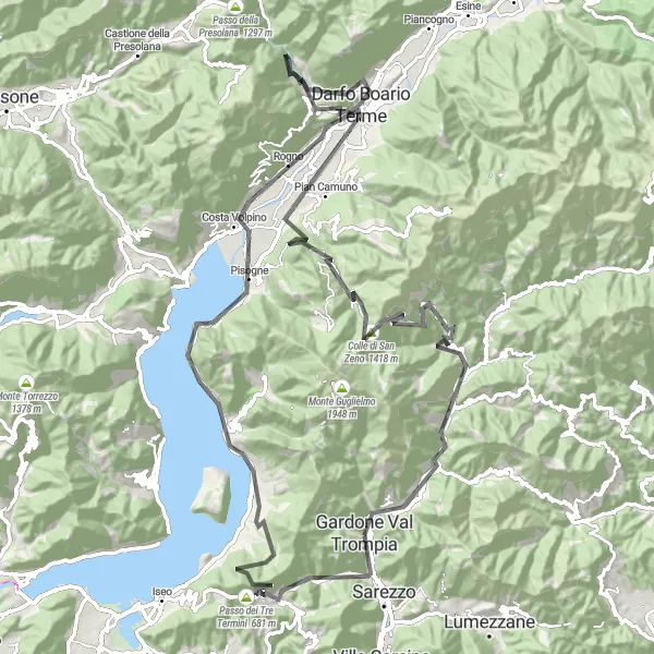 Miniatura della mappa di ispirazione al ciclismo "Gardone Val Trompia - Colle di San Zeno" nella regione di Lombardia, Italy. Generata da Tarmacs.app, pianificatore di rotte ciclistiche